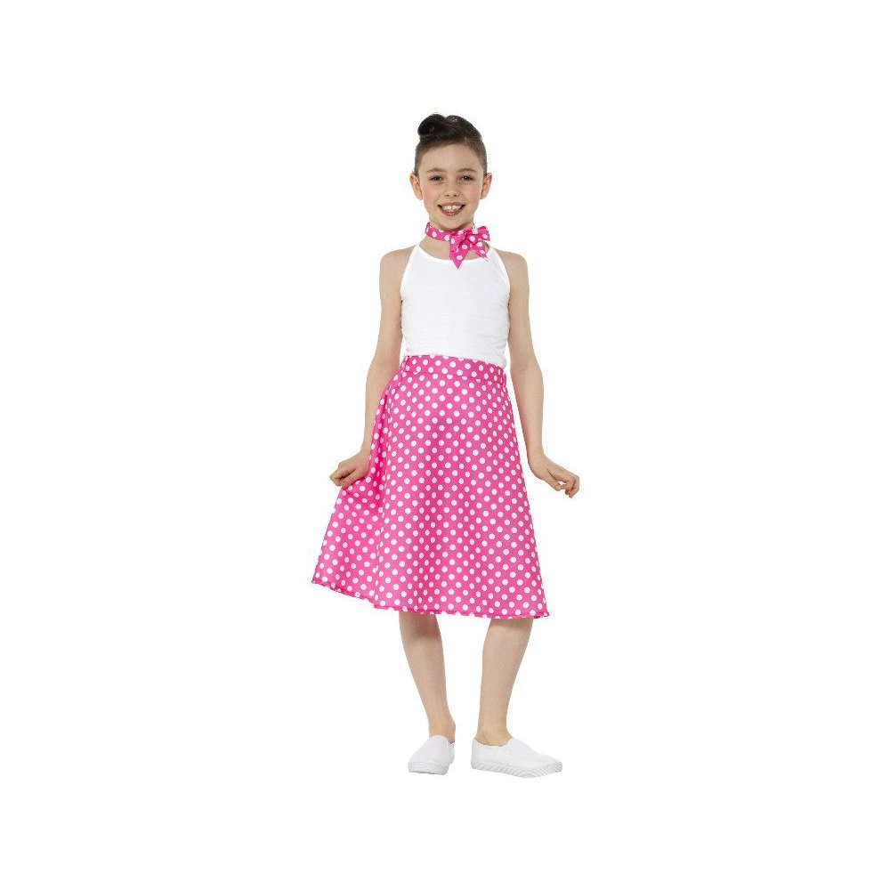 Kids Pink 50s Polka Dot Skirt