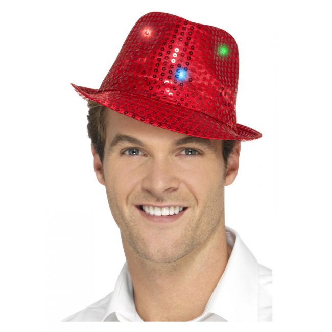 Light Up Red Sequin Trilby Hat