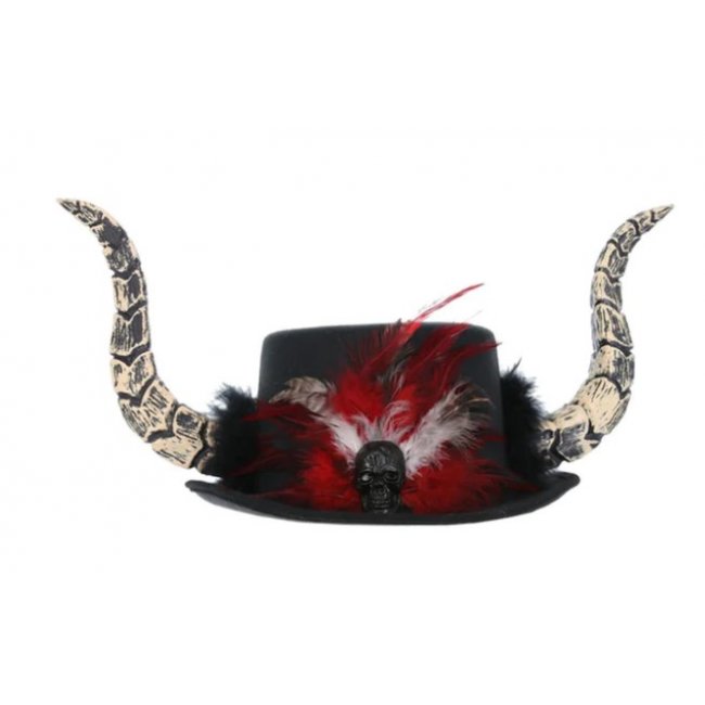 Voodoo Horn Hat, with Feathers