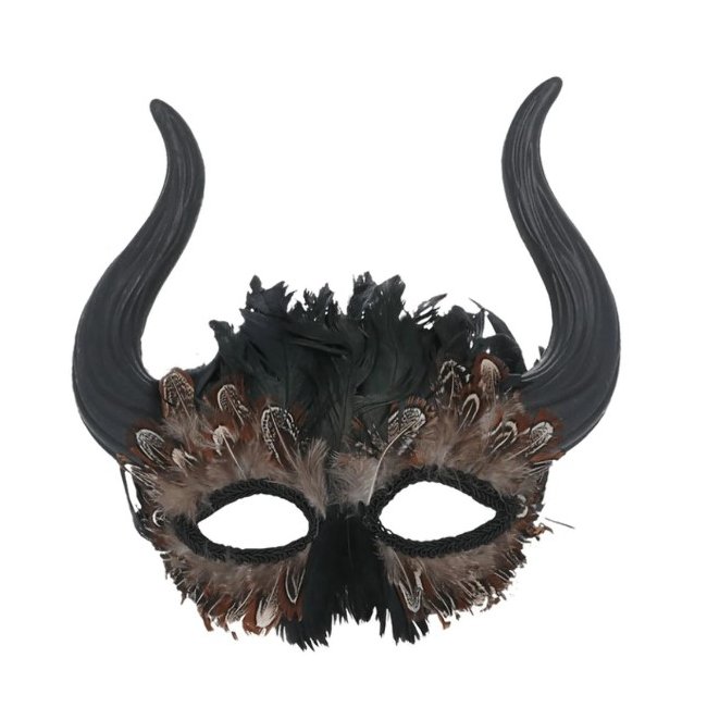 Feathered Venetian Horned Mask