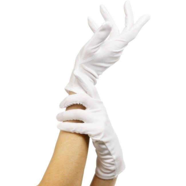 Short white gloves