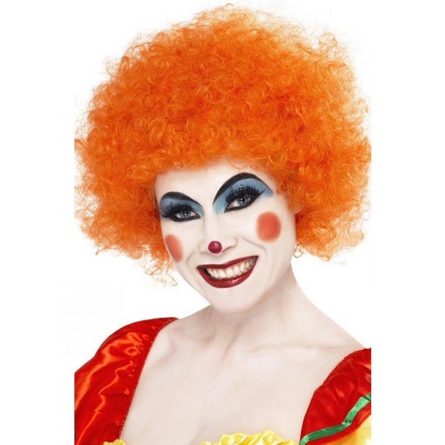 Crazy Clown Wig, Orange, 120g