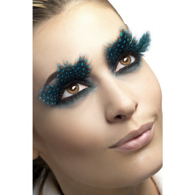 Eyelashes Large Feather with Aqua Dots