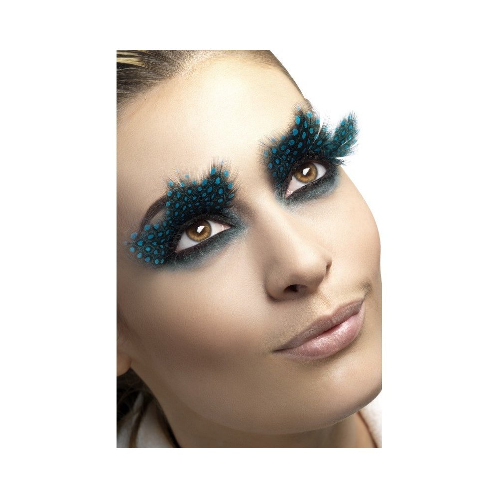 Eyelashes Large Feather with Aqua Dots