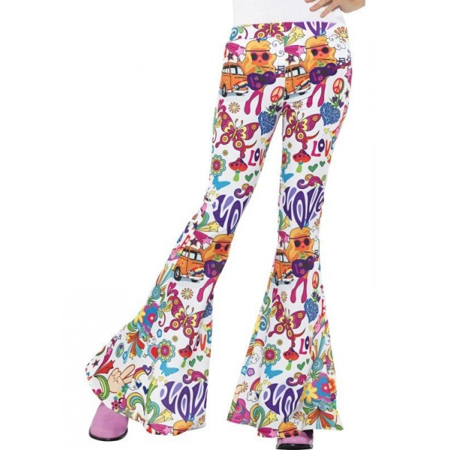 Multi-coloured Groovy Flared Trousers