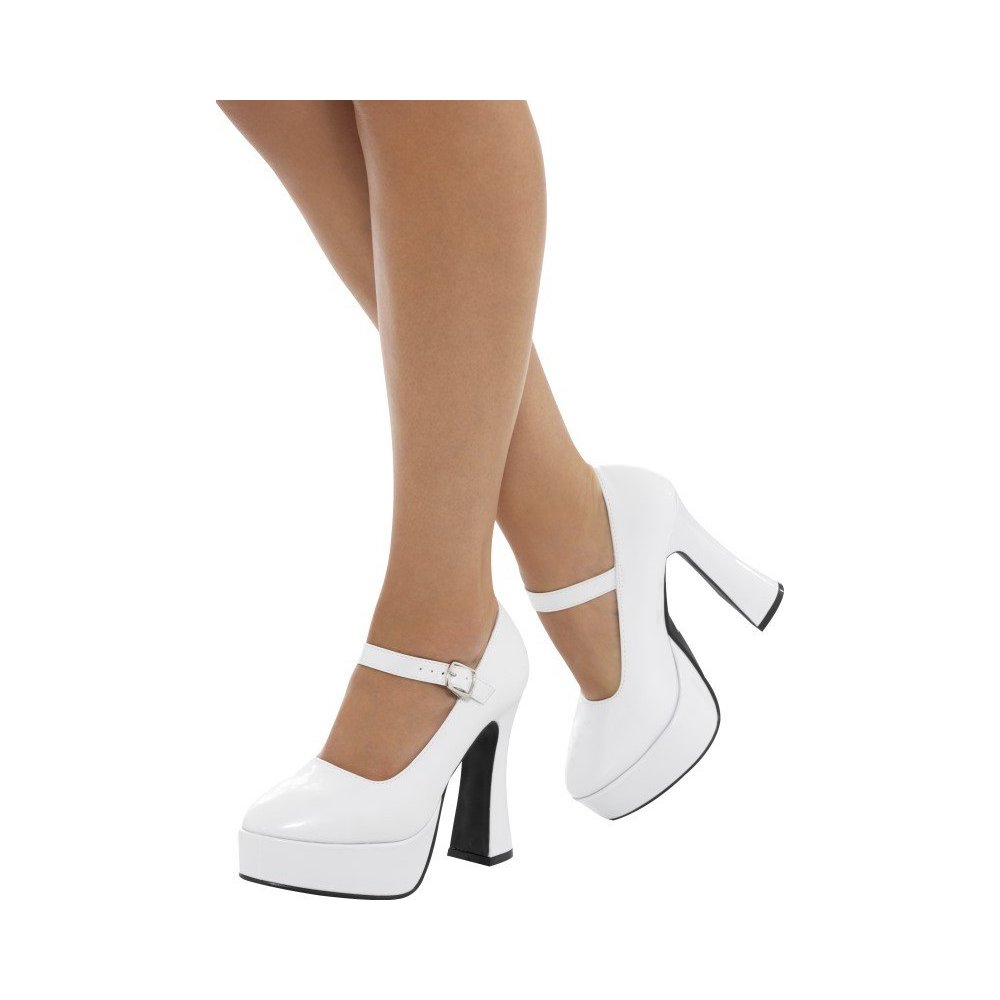 Ladies White 70's Platform Shoes