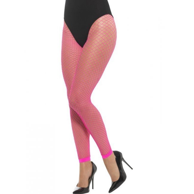 Neon Pink Footless Net Tights