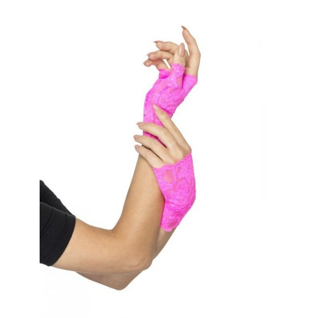 80's Pink Fingerless Lace Gloves