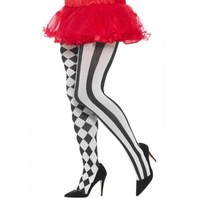 Plus Size Black and White Harlequin Tights