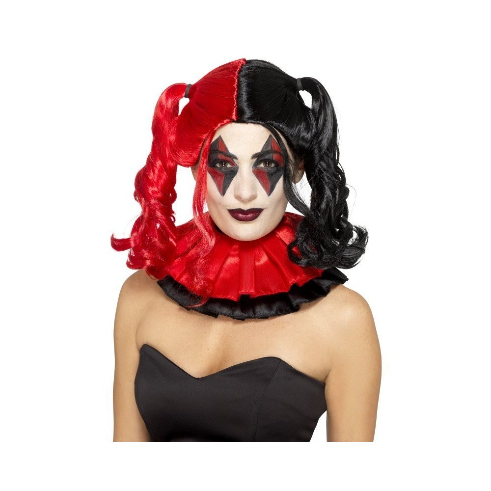 Black & Red Twisted Harlequin Wig