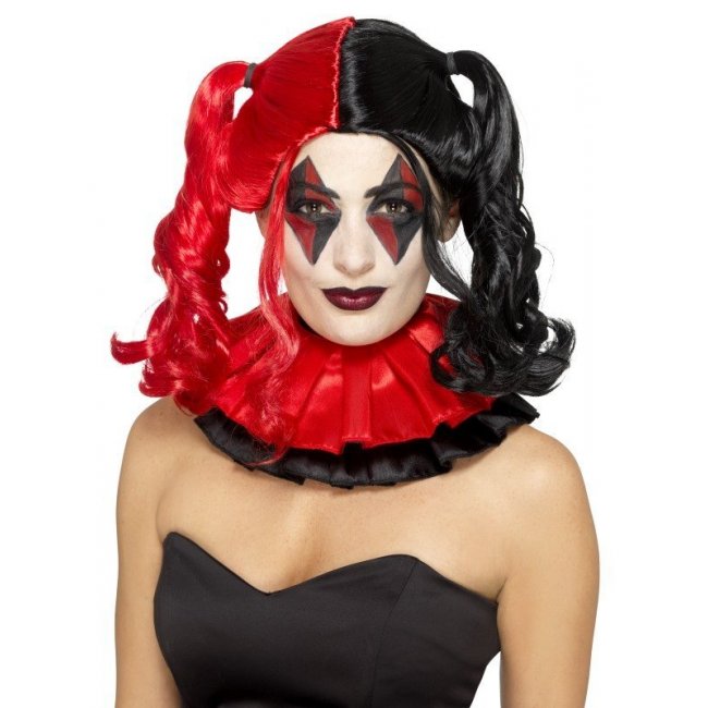Black & Red Twisted Harlequin Wig